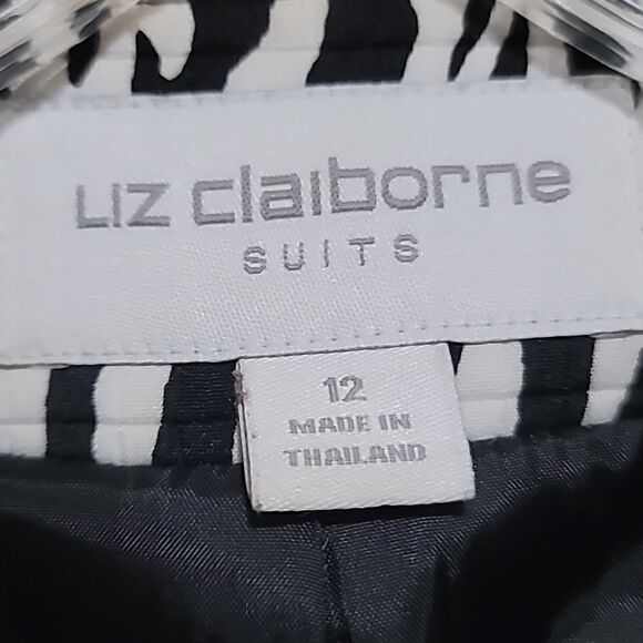 Liz Claiborne Black and White Animal Print Jacket Sz 12 - Picture 7 of 8